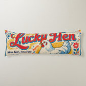 Lucky Hen Retro Feed Sack Design Lichaamskussen (Voorkant)