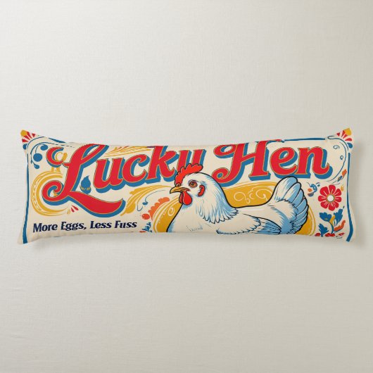 Lucky Hen Retro Feed Sack Design Lichaamskussen (Voorkant)