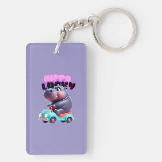 Lucky Hippo Acryl Sleutelhanger (achterkant)