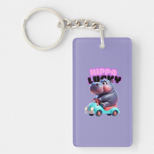 Lucky Hippo Acryl Sleutelhanger (Voorkant)