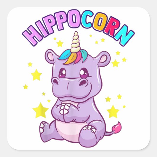 Lucky Hippo Sticker - Cute Gift Idea (Voorkant)