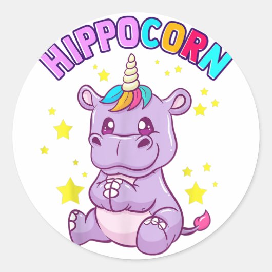 Lucky Hippo Sticker - Cute Gift Idea (Voorkant)