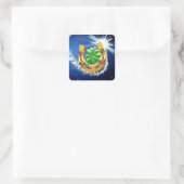 Lucky hoefijzer 4 bladklaver schietster blauw vierkante sticker (Tas)