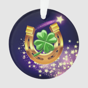 Lucky hoefijzer 4 bladklaver schietster paarse ornament
