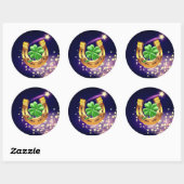 Lucky hoefijzer 4 bladklaver schietster paarse ronde sticker (Vel)