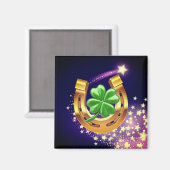 Lucky hoefijzer 4 bladklaver schietster purpl magneet (Voorkant / Achterkant)