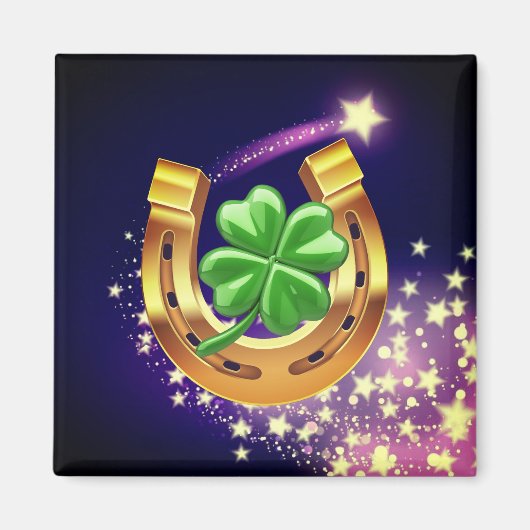 Lucky hoefijzer 4 bladklaver schietster purpl magneet (Voorkant)