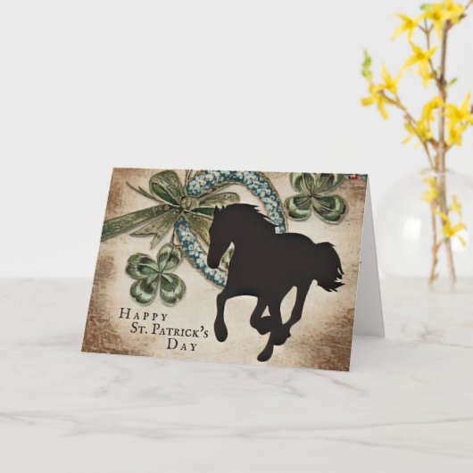 Lucky Hoefijzer and Horse St. Patrick's Day Kaart (Gele Bloem)