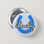 Lucky Hoefijzer Button (blauw) (Voorkant /achterkant)