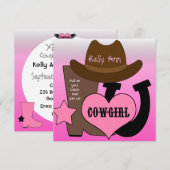 Lucky Hoefijzer Cowgirl Uitnodiging (Voorkant / Achterkant)
