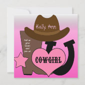 Lucky Hoefijzer Cowgirl Uitnodiging (Voorkant)