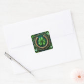 Lucky Hoefijzer en Clover Design Vierkante Sticker (Envelop)