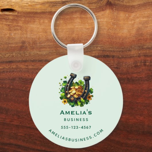 Lucky Hoefijzer en gouden munten bedrijf Sleutelhanger (Achterkant)