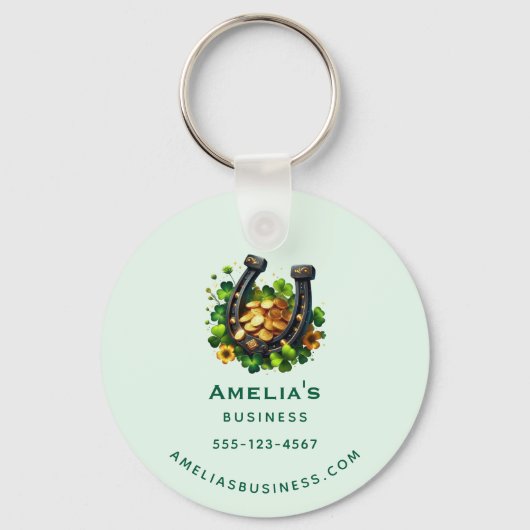 Lucky Hoefijzer en gouden munten bedrijf Sleutelhanger (Achterkant)