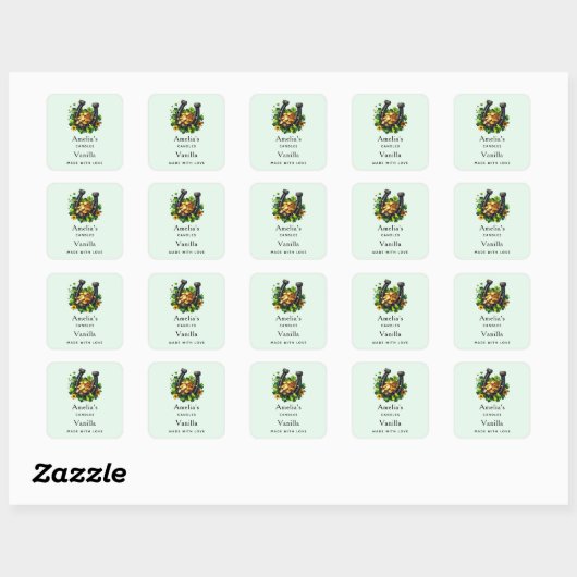 Lucky Hoefijzer en Gouden Munten Kaarsenhandel Vierkante Sticker (Vel)