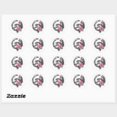 Lucky Hoefijzer en Roze Rozen Ronde Sticker (Vel)