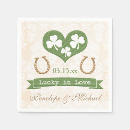 Lucky Hoefijzer en Shamrock Wedding Servet