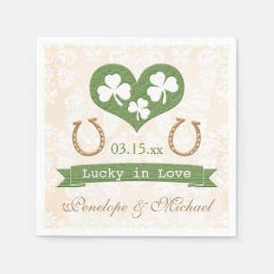 Lucky Hoefijzer en Shamrock Wedding Servet