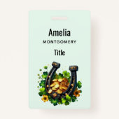 Lucky Hoefijzer gouden munten en klaver Badge (Achterkant)