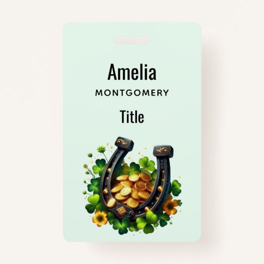 Lucky Hoefijzer gouden munten en klaver Badge (Achterkant)