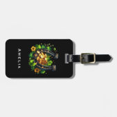 Lucky Hoefijzer gouden munten en klaver Bagagelabel (Voorkant horizontaal)