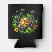 Lucky Hoefijzer gouden munten en klaver Blikjeskoeler (Voorkant)