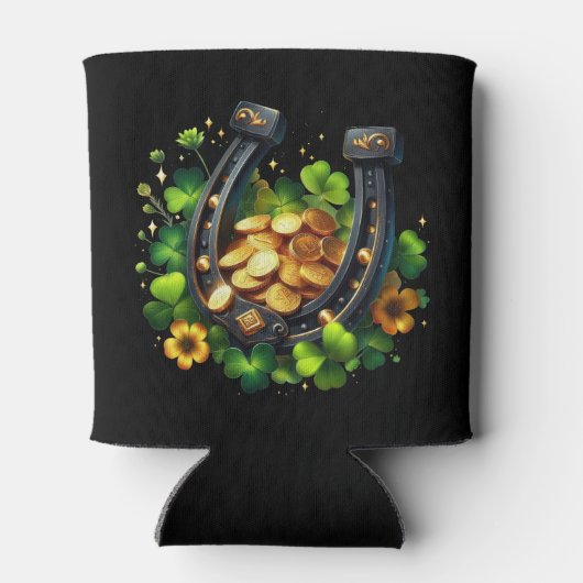 Lucky Hoefijzer gouden munten en klaver Blikjeskoeler (Achterkant)