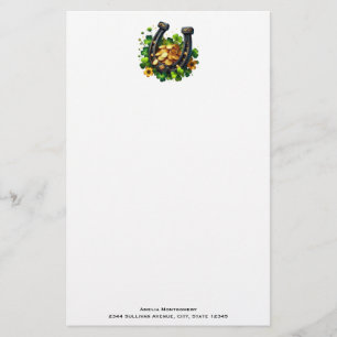 Lucky Hoefijzer gouden munten en klaver Briefpapier