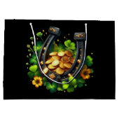 Lucky Hoefijzer gouden munten en klaver Groot Cadeauzakje (Achterkant)