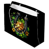 Lucky Hoefijzer gouden munten en klaver Groot Cadeauzakje (Achterkant Gekanteld)