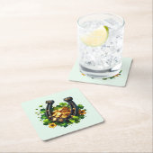 Lucky Hoefijzer gouden munten en klaver Kartonnen Onderzetters (Insitu)