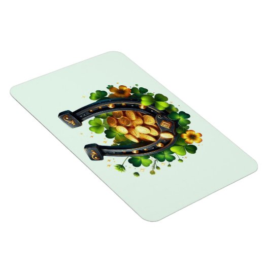 Lucky Hoefijzer gouden munten en klaver Magneet (Rechterzijde)