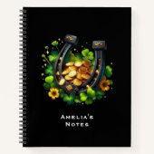 Lucky Hoefijzer gouden munten en klaver Notitieboek (Voorkant)