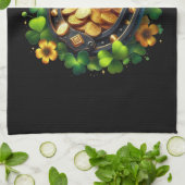 Lucky Hoefijzer gouden munten en klaver Theedoek (Gevouwen)