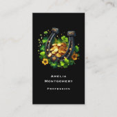 Lucky Hoefijzer gouden munten en klaver Visitekaartje (Voorkant)