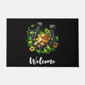 Lucky Hoefijzer gouden munten en klaver welkom Deurmat (Voorkant)