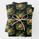 Lucky Hoefijzer gouden munten en klaverpatroon Inpakpapier Vel (In situ)