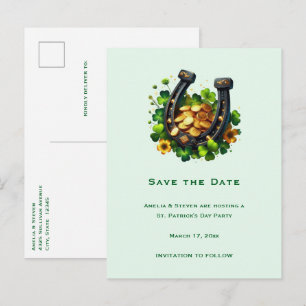 Lucky Hoefijzer & Gouden Munten St. Patrick's Day Aankondigingskaart