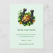 Lucky Hoefijzer & Gouden Munten St. Patrick's Day Aankondigingskaart (Voorkant)