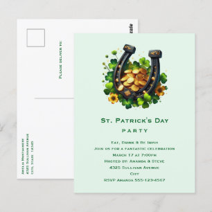 Lucky Hoefijzer & Gouden Munten St. Patrick's Day Briefkaart