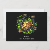 Lucky Hoefijzer & Gouden Munten St. Patrick's Day Feestdagenkaart (Voorkant)
