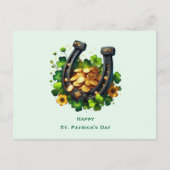 Lucky Hoefijzer & Gouden Munten St. Patrick's Day Feestdagenkaart (Voorkant)