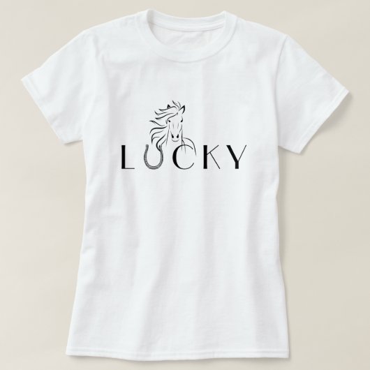 Lucky Hoefijzer Horse Equestrian Rider T-shirt (Design voorkant)