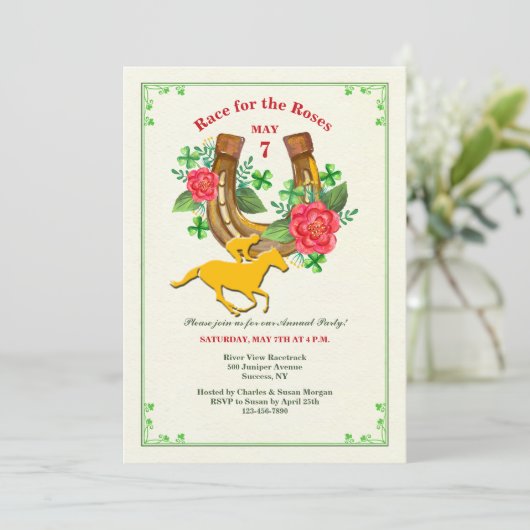 Lucky Hoefijzer Invitation Kaart (Staand voorkant)