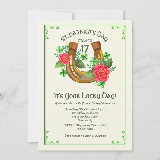 Lucky Hoefijzer Invitation Kaart (Voorkant)