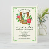 Lucky Hoefijzer Invitation Kaart (Staand voorkant)