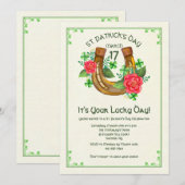 Lucky Hoefijzer Invitation Kaart (Voorkant / Achterkant)