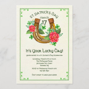 Lucky Hoefijzer Invitation Kaart