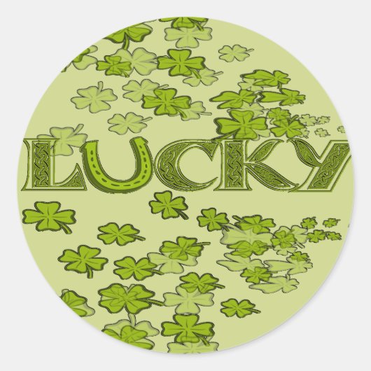 Lucky Hoefijzer Irish Green Clovers Shamrocks Ronde Sticker (Voorkant)