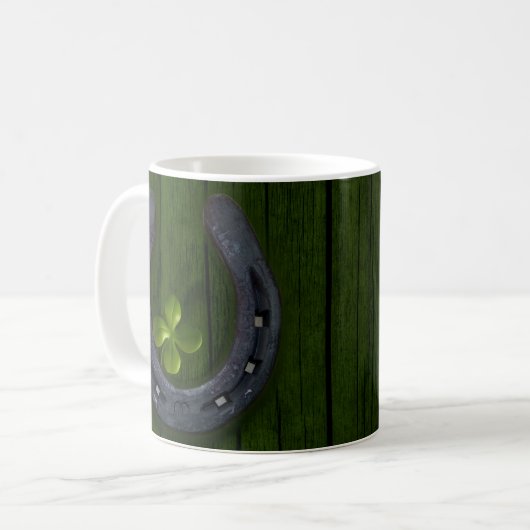 Lucky Hoefijzer Klaver Design Koffie Mok Cup (Voorkant links)